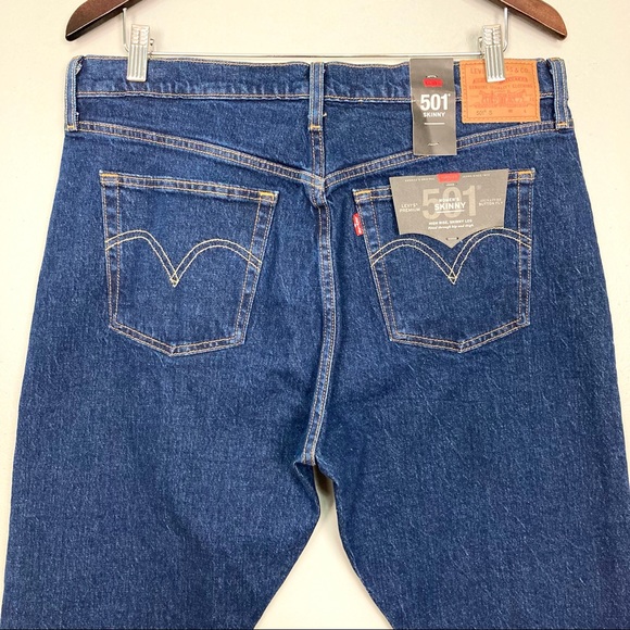 Levi’s Premium 501 Skinny Jeans Dark Wash Stretch nwt - Picture 6 of 10